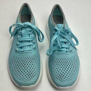 Crocs Literide Pacer Sneaker Womens Size 10 Ice Blue White Lace-up Athletic Shoe